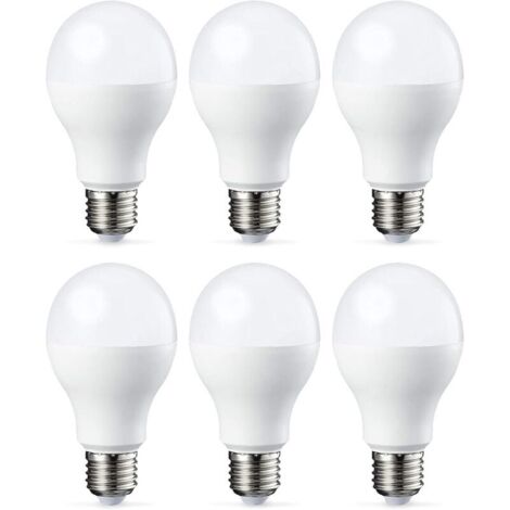 Lot de 6 ampoules LED Culot à vis E27 18 W (équivalent 180 W) Blanc froid Intensité non variable