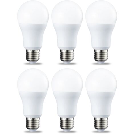 Lot de 6 ampoules LED Culot Edison à vis E27 12 W (équivalent 120 W) Blanc froid Intensité non variable