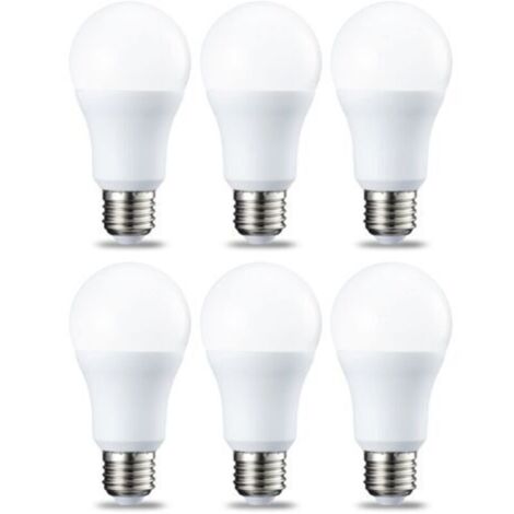 Lot de 6 ampoules LED Culot Edison à vis E27 12 W (équivalent 120 W) Blanc froid Intensité non variable