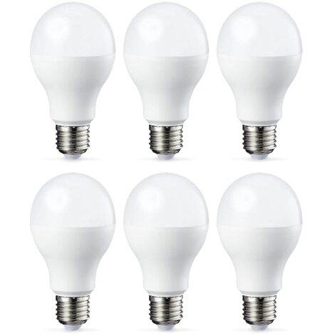 Lot de 6 ampoules LED Culot Edison à vis E27 18 W (équivalent 180 W) Blanc froid Intensité non variable