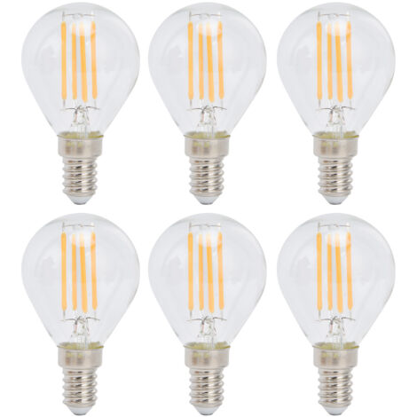 Lot de 6 ampoules LED E12 G45 à filament vintage 4W, verre transparent, lumière blanc chaud, 110V, décoration intérieure-AquaForge