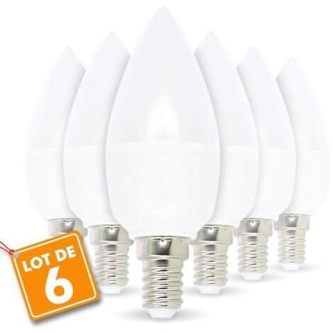 Lot de 6 ampoules LED E14 5.5W eq 40W Blanc chaud