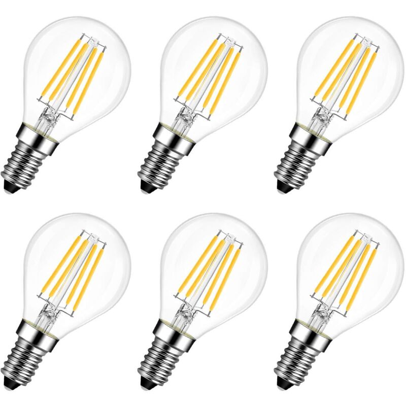 Kcvv - Lot de 6 Ampoules led E14 6W 2700K - Remplace 60W, Style de Filament de Lampe Rustique (Blanc Chaud)
