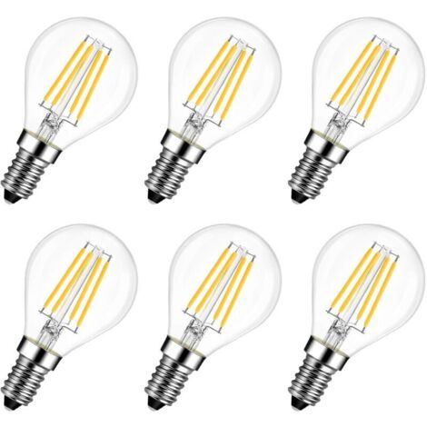 Lot de 6 Ampoules LED E14 6W 2700K - Remplace 60W, Style de Filament de Lampe Rustique (Blanc Chaud)