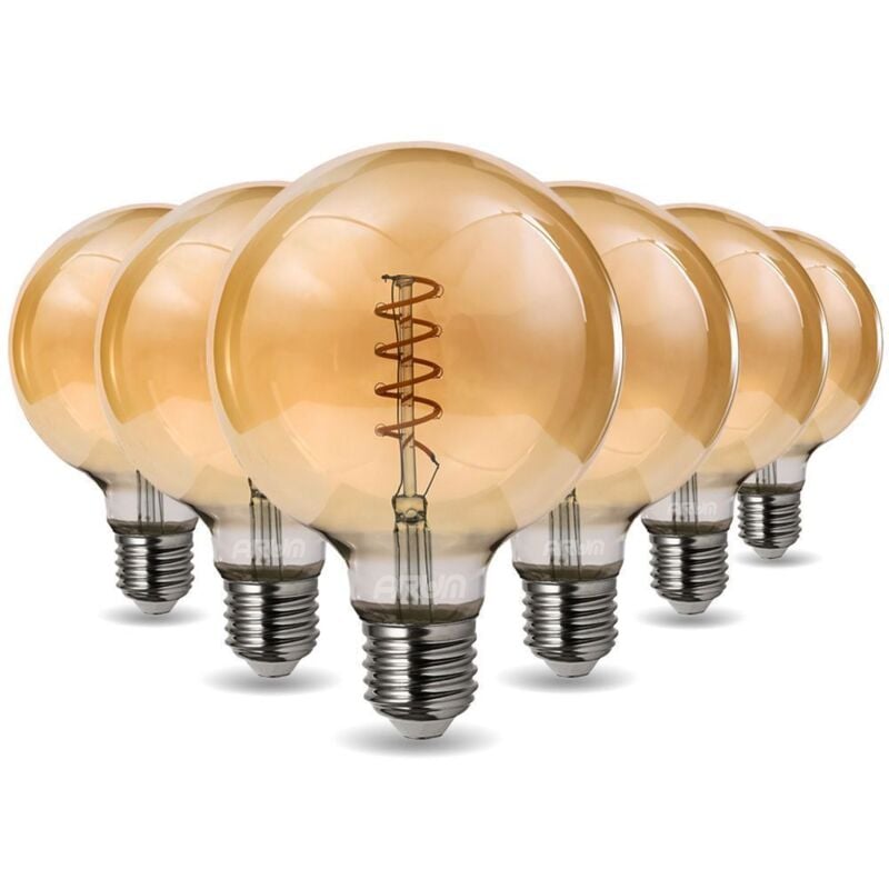 Lot de 6 Ampoules LED E27 G95 Ambrée Filament Déco Vintage