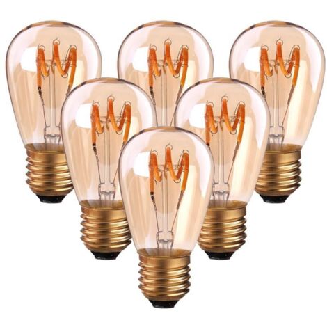 Lot de 6 Ampoules LED E27 Vintage à Filament Spirale ST45/S14 3 W Lumière Ambrée Non Dimmable 2200 K Blanc Très Chaud 150 lm Équivalent à 25W Ampoule Incandescente, Rétro Antique Lampe Décorative