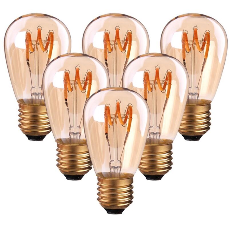 Beijiyi - Lot de 6 Ampoules led E27 Vintage à Filament Spirale ST45/S14 3 w Lumière Ambrée Non Dimmable 2200 k Blanc Très Chaud 150 lm Équivalent à