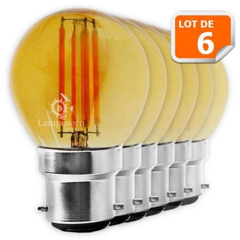 Lot de 6 Ampoules Led Filament forme G45 4 Watt Culot B22