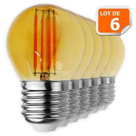 Lot de 6 Ampoules Led Filament forme G45 4 Watt (éq 42 watts) Culot E27