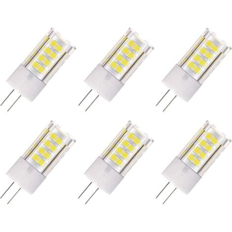 Lot de 6 Ampoules LED G4 AC/DC 12V, 5W, 500 Lumens, Blanc Froid 6000K, Angle de faisceau 360°, équivalent G4 Halogène 50W, Not Dimmable [Classe énergétique B]