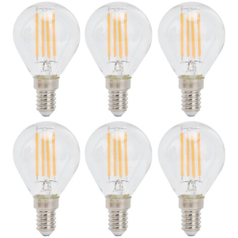 Lot de 6 ampoules LED globe E12 4W G45 à filament vintage, verre transparent, lumière chaude, décoration intérieure, 110V - Parfait-AquaForge