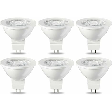 Lot de 6 ampoules LED GU5.3 MR16 5 W Blanc chaud non dimmable, 220 V [Classe énergétique G]