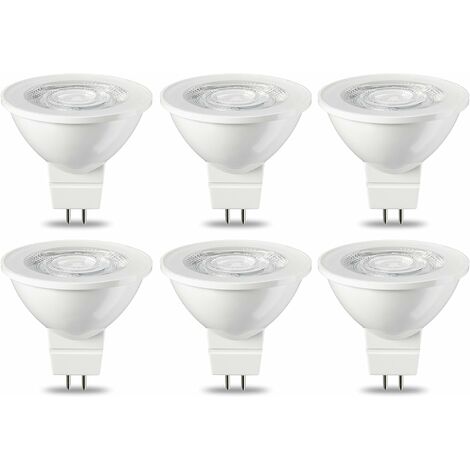 Lot de 6 ampoules LED GU5.3 MR16 5 W Blanc chaud non dimmable, 220 V [Classe énergétique G]
