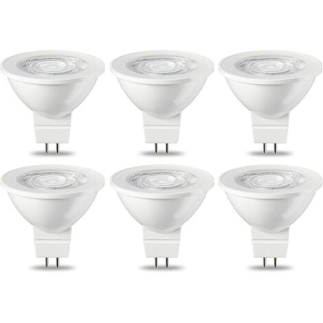 Lot de 6 ampoules LED GU5.3 MR16 5 W Blanc chaud non dimmable, 220 V [Classe énergétique G]