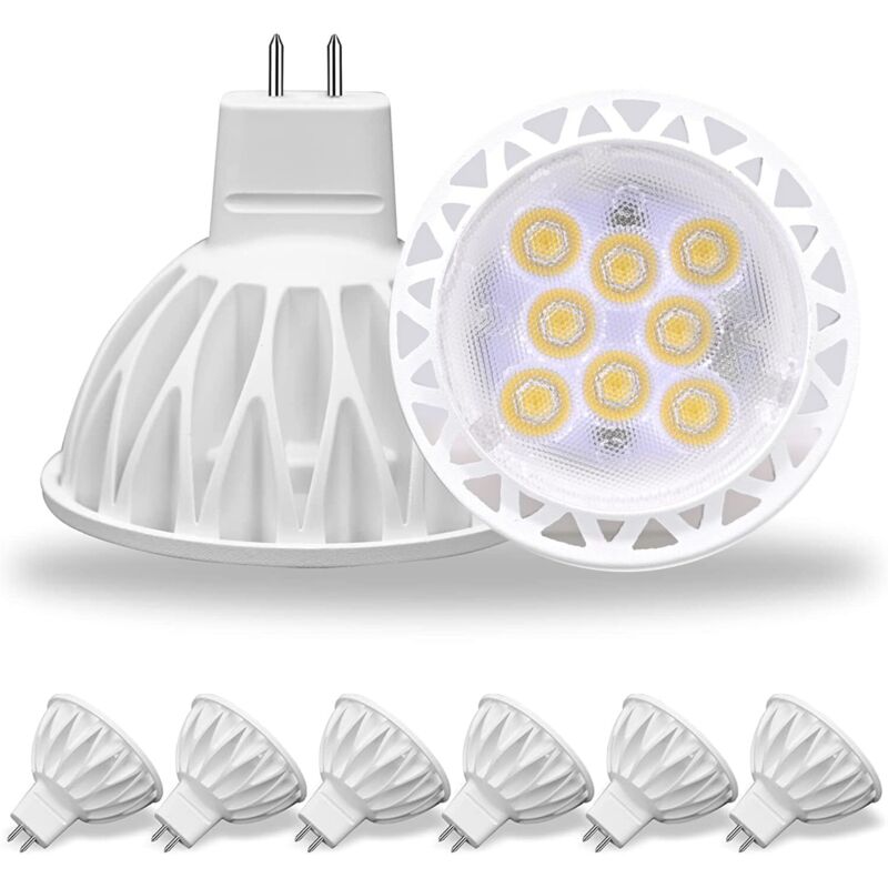 Lot de 6 ampoules LED MR16, ampoules de paysage équivalentes à 50 W, 4000K blanc neutre 5 W GU5.3 MR16 12V, angle de faisceau de 38 degrés pour