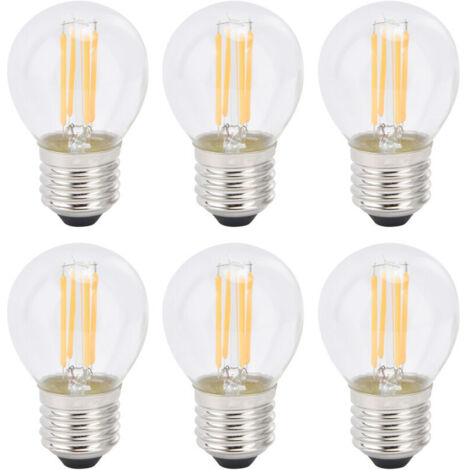 Lot de 6 ampoules LED rétro G45, culot E27, transparentes, idéales pour la décoration intérieure, 6 watts, 110 volts, lumière chaude