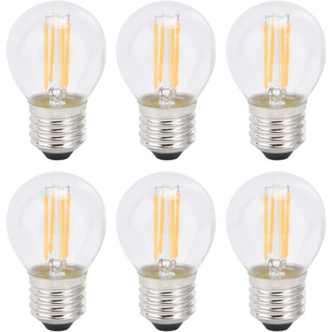 Lot de 6 ampoules LED rétro G45, culot E27, transparentes, idéales pour la décoration intérieure, 6 watts, 110 volts, lumière chaude