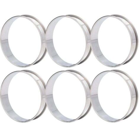 Lot de 6 anneaux à crumpet double volume faciles à démouler en acier inoxydable pour muffins anglais pour la fabrication de nourriture à la maison 10 cm/3,9 pouces