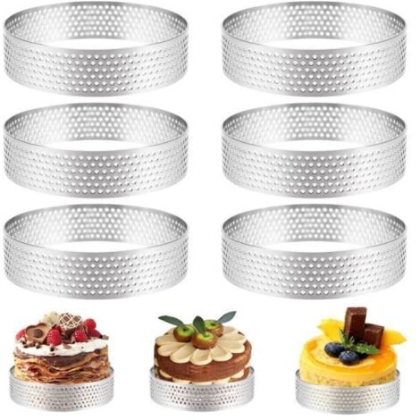 Lot de 6 Anneaux Cercle à Tarte 8 cm en Acier Inoxydable - wj - Moule à tarte - Argenté