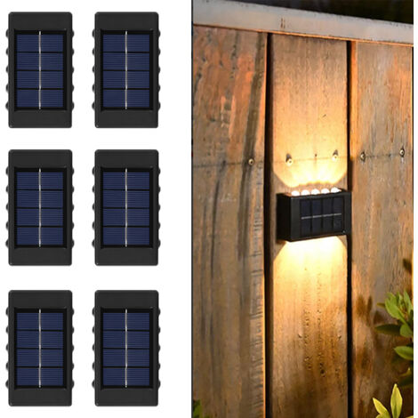 Lot de 6 Applique murale solaire d'extérieur , éclairage d'escalier solaire, étanche IP65 pour terrasse, jardin,terrasse–Lumière chaude 3000 K
