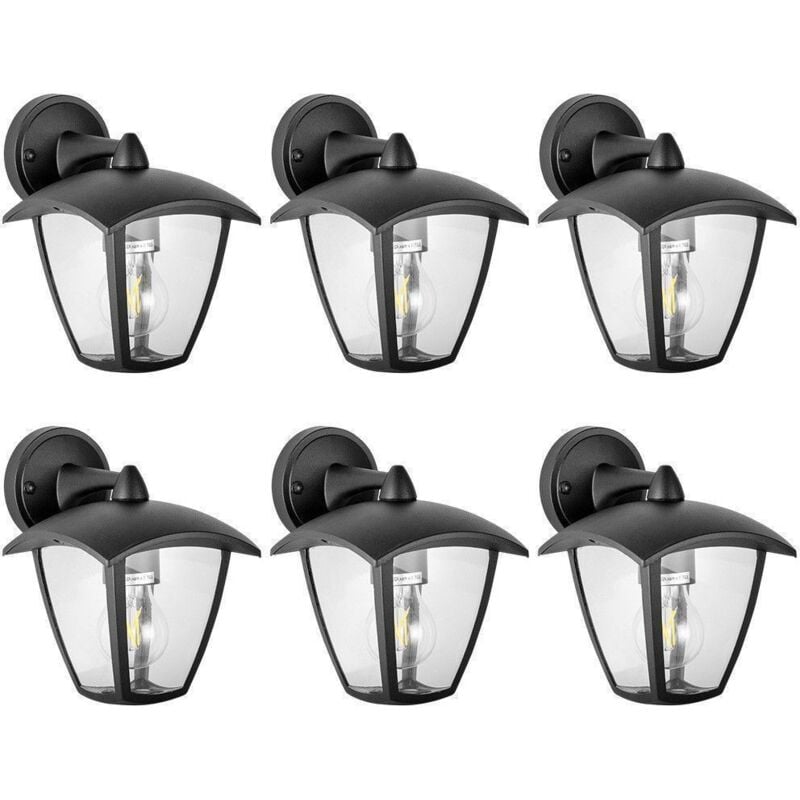 Lot de 6 Appliques murales alicante extérieur métal pour jardin Noir E27