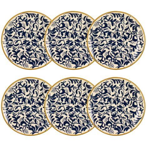 Lot de 6 assiettes à dessert à motif en grès 19cm, HERACLEE