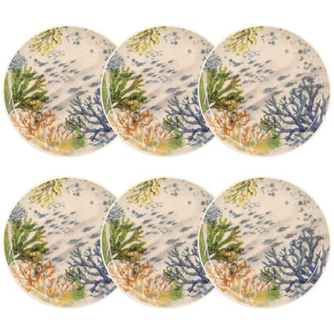 Lot de 6 assiettes à dessert en grès 20cm, CORFOU