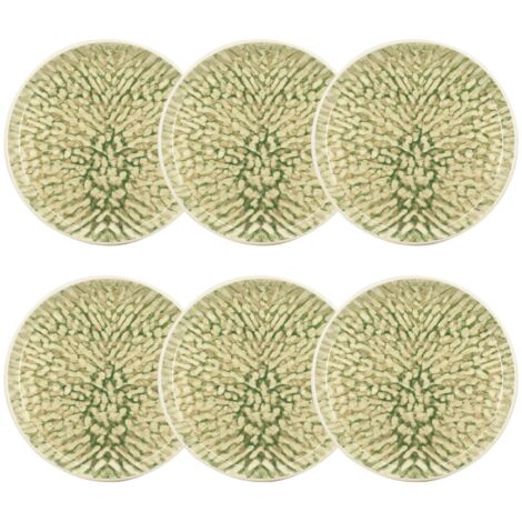 Lot de 6 assiettes à dessert en grès 20cm, JADE