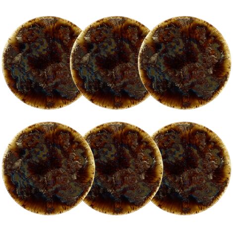 Lot de 6 assiettes à dessert en porcelaine 20cm, VOLCANO