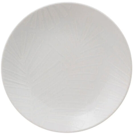 Lot de 6 Assiettes à Dessert "Leaf" 20cm Blanc