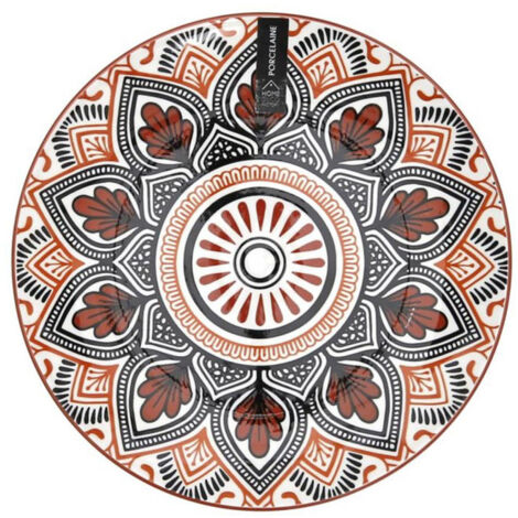 Lot de 6 Assiettes à Dessert "Mandala" 19cm Orange