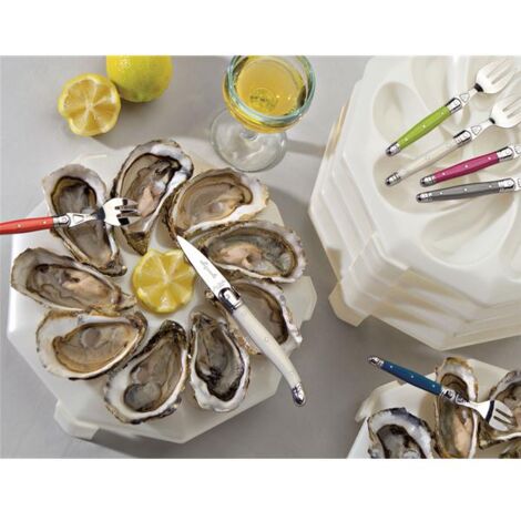 Lot de 6 assiettes à huitres empilables 26 cm – Polypropylène blanc nacré – Pour 9 huitres – Compactes pour buffets et fêtes – Roger Orfevre