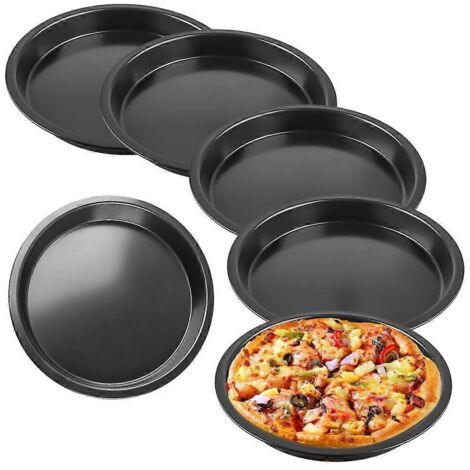 Lot de 6 assiettes à pizza rondes, diamètre 20 cm, noires