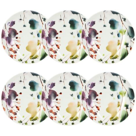 Lot de 6 assiettes calottes en porcelaine 21cm, AQUARELLE