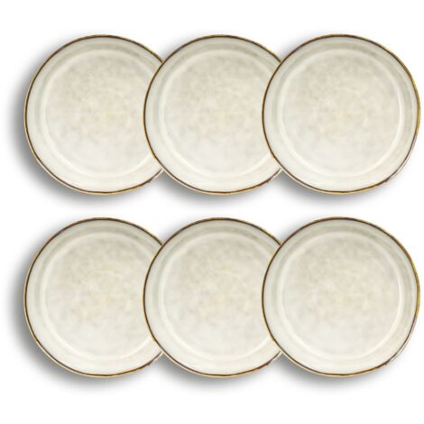 Lot de 6 assiettes coupes en grès 20cm, BORAL