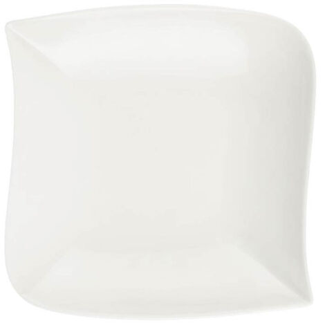 Lot de 6 Assiettes Creuses Carrées "Vague" 21cm Blanc