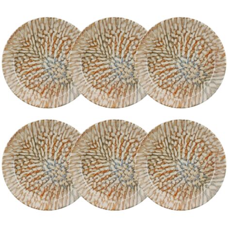 Lot de 6 assiettes creuses en grès 20,5cm, AMBRE