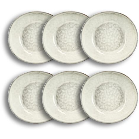 Lot de 6 assiettes creuses en grès 21cm, BORAL