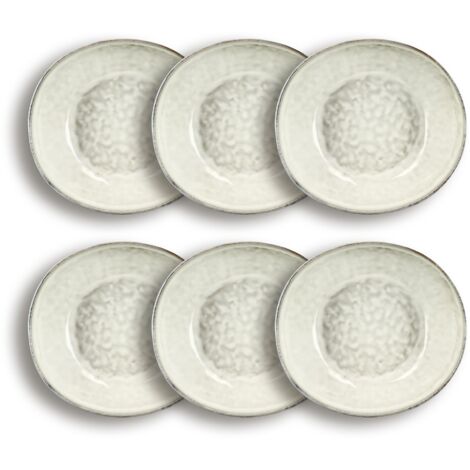 Lot de 6 assiettes creuses en grès 21cm, BORAL