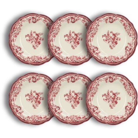 Lot de 6 assiettes creuses en grès 22cm, FAUSTINE