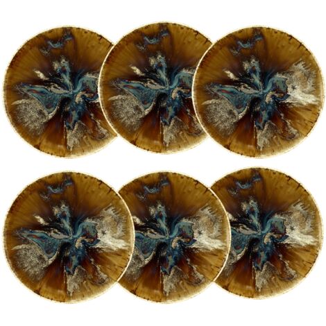 Lot de 6 assiettes creuses en porcelaine 21cm, VOLCANO