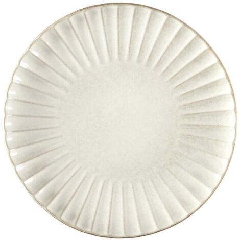 PARIS PRIX Lot de 6 Assiettes de Présentation "Vlora" 32cm Beige