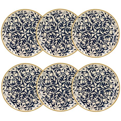 Lot de 6 assiettes plates à motif en grès 27cm, HERACLEE