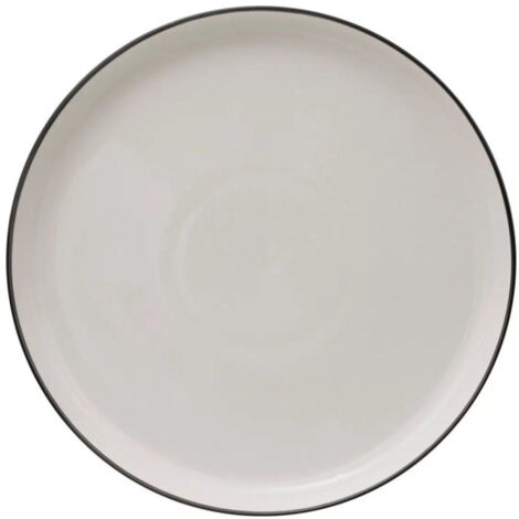 Lot De 6 Assiettes Plates Porcelaine Blanche - Motif Grains De Riz - 27,5 Cm