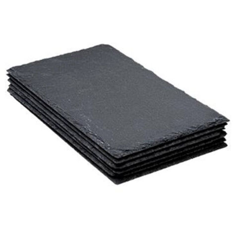 Lot de 6 assiettes plates en ardoise 30cm – Couleur gris – Forme rectangulaire – Contact alimentaire – Faciles à entretenir – Secret De Gourmet