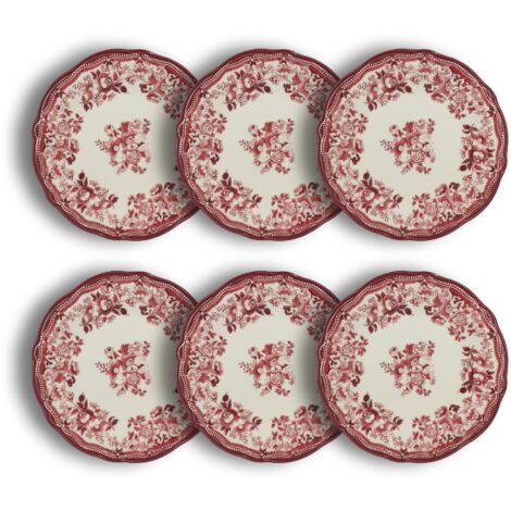 Lot de 6 assiettes plates en grès 26cm, FAUSTINE