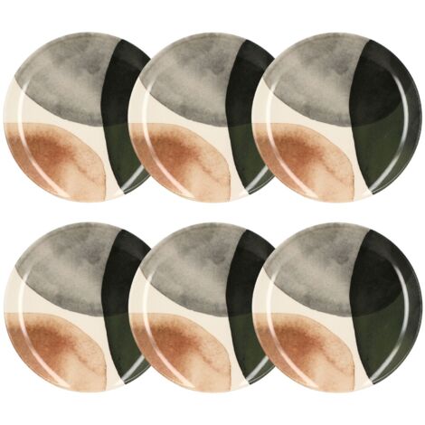 Lot de 6 assiettes plates en grès 26cm, GAIA