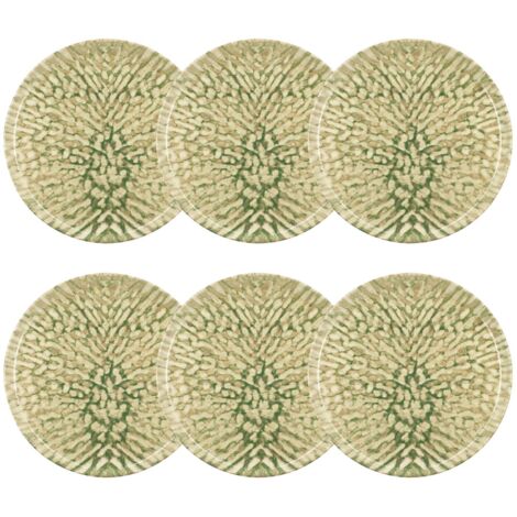 Lot de 6 assiettes plates en grès 26cm, JADE