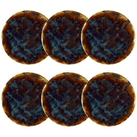 Lot de 6 assiettes plates en porcelaine 27cm, VOLCANO