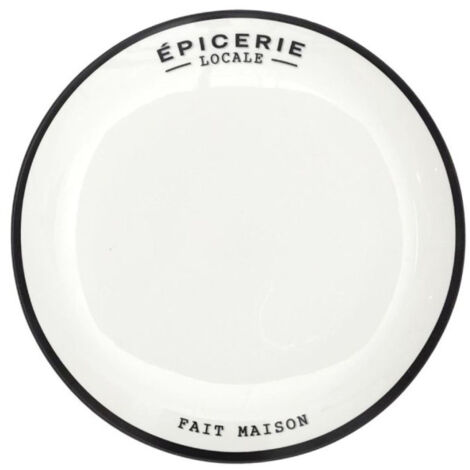Lot de 6 Assiettes Plates "Épicerie" 20cm Blanc